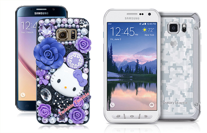 Links de 'normale' Galaxy S6 met een compleet willekeurig gekozen, heel gemiddeld hoesje. Rechts de S6 die je eigenlijk wilt hebben. 