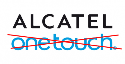 Dit is het oude logo van Alcatel met een kruis door ONETOUCH