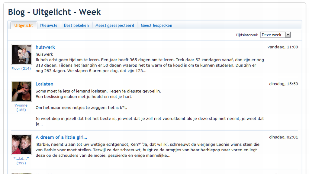 Niet alleen het taalgebruik van Hyves was verre van volwassen, de blogs ook niet